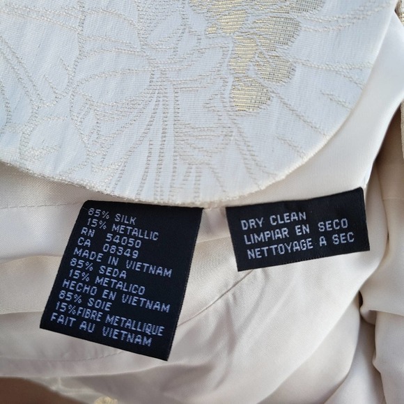 JONES NY Dress Jacket Cream Gold Metallic Formal Silk Set Floral Brocade 12 - Picture 8 of 16
